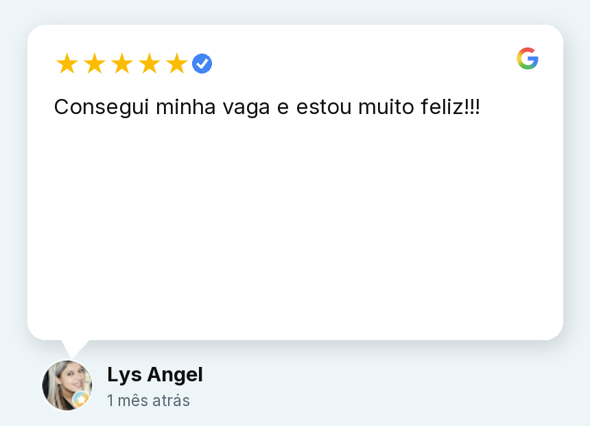 Avaliação de Lys Angel: Consegui minha vaga e estou muito feliz!!!